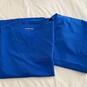 Mandala Women's Royal Blue V-Neck Scrub Top